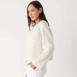 MONROW Teddy Fleece Boat Neck Sweatshirt OFFWHITE Best